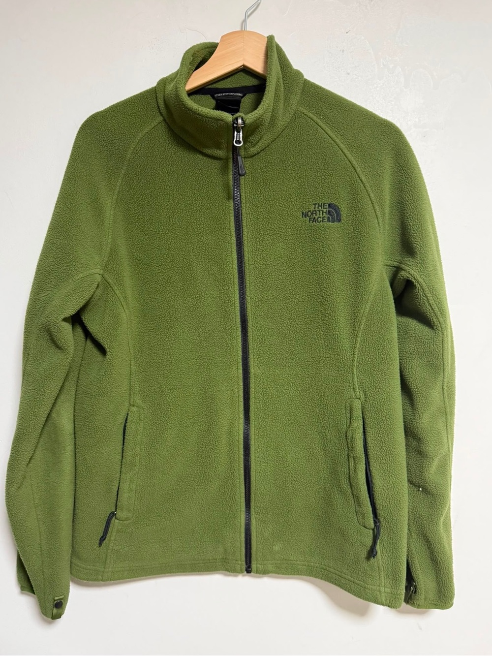 North Face Men’s Small Green Full Zip Fleece Jacket Outdoor Hiking - Picture 2 of 11